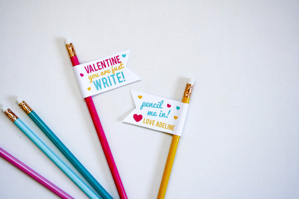 Printable Valentine Pencil Flags