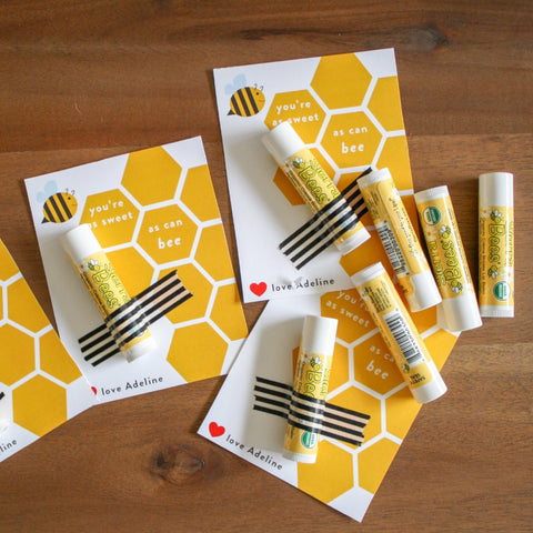 BEE Lip Balm / Chapstick Printable Valentines
