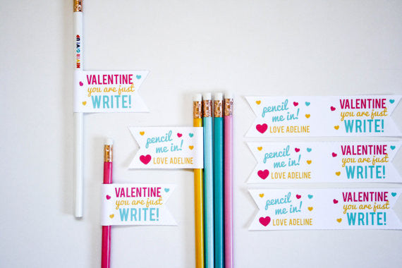 Printable Valentine Pencil Flags